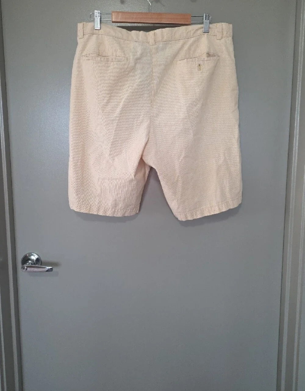 Banana Republic Emerson Men's Flat-Front Linen-Blend Shorts - Pale Peach/Yellow